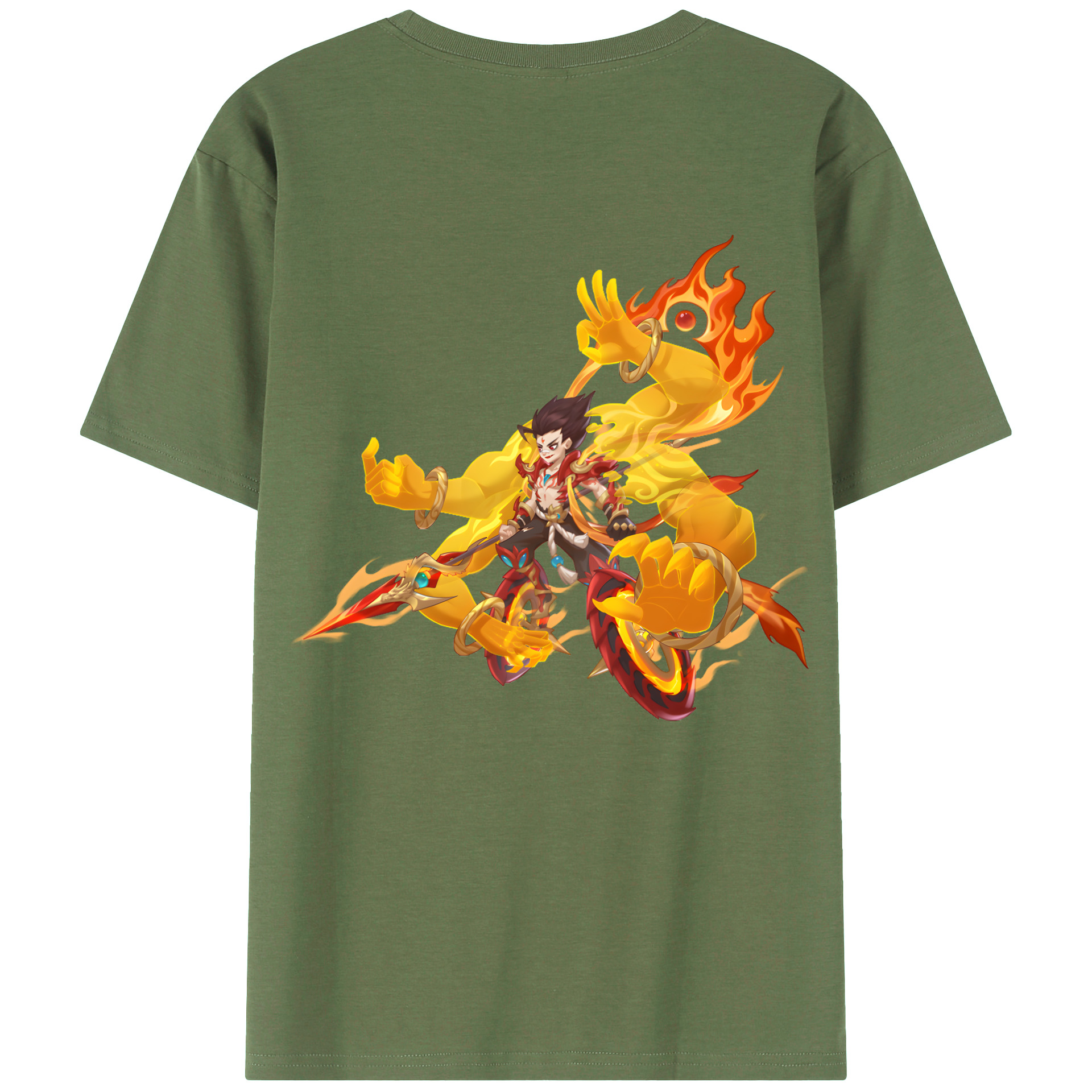 （画像用） Ne Zha 2 ナタ 魔童の大暴れ 綿100％ メンズ半袖Tシャツ（バックプリント） 通気性